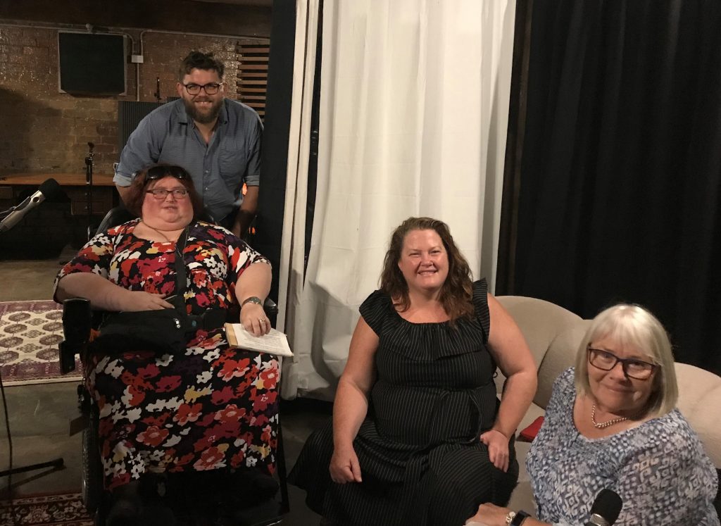 Karin, Hugh, Nance and Lesley in the recording studio