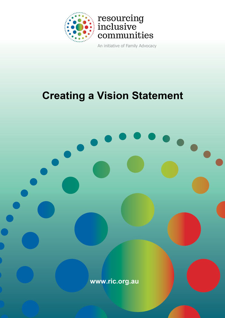The cover of the workbook, creating a vision statement