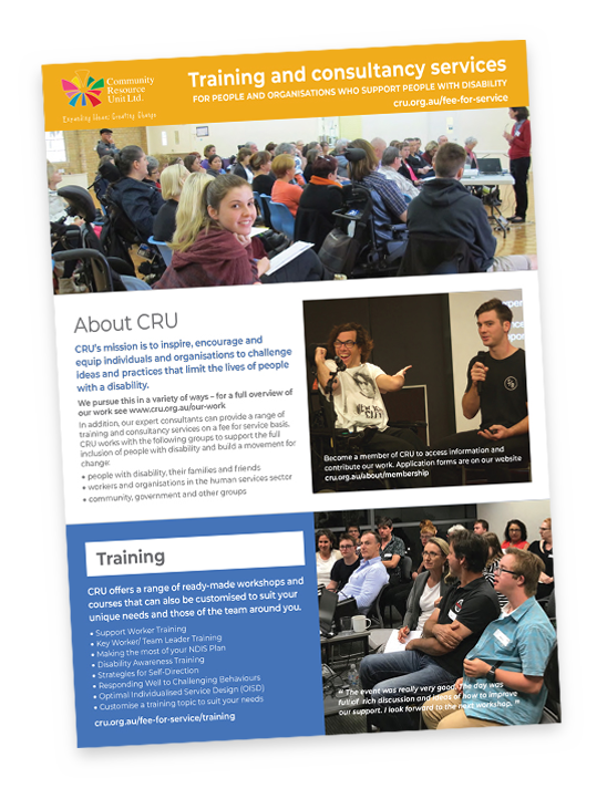 The front of the Training and consultancy services flyer