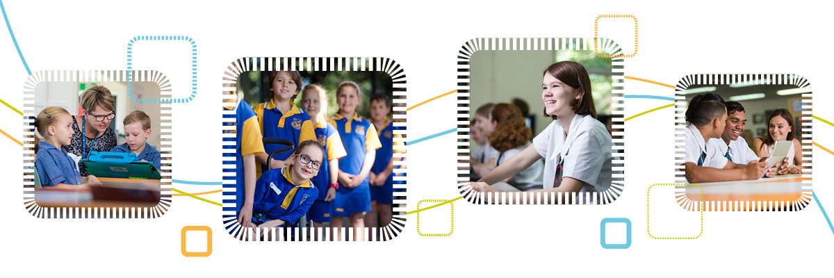 a montage of school students and teachers